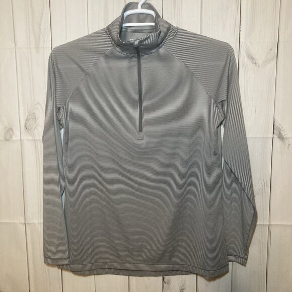 Under armour Tops - Under Armour Gray Stripe loose Heat Gear Long Sleeve Athletic Pullover Womens M